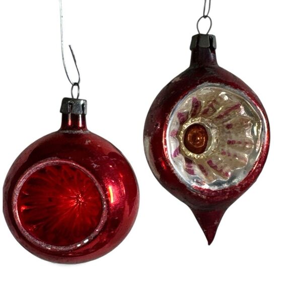 Lot Of 8 Vintage Mercury Glass Christmas Indent Teardrop Ball Ornaments LOOK - Picture 2 of 16